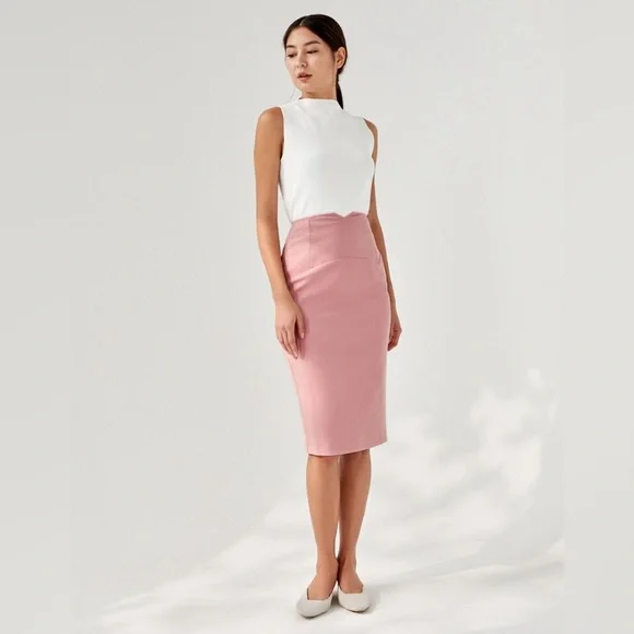 Love Bonito Tracy Pencil Skirt in Pink Salmon size 4 - Picture 2 of 7